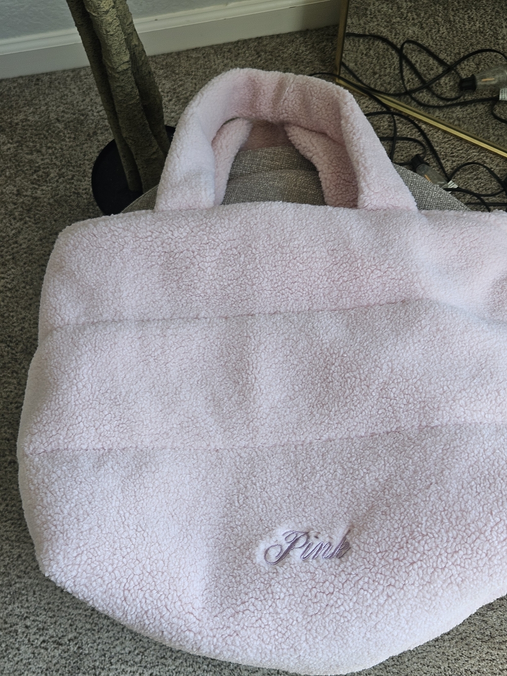 PINK Victoria's Secret Light Pink Sherpa Tote